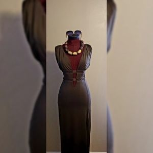 L'ATISTE by Amy label maxi dress, w/split, army gr